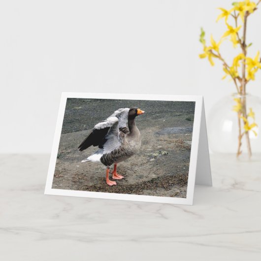 Goose Bird Portret Kaart (Gele Bloem)