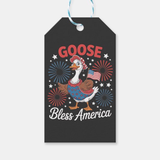 Goose Bless America Goose Bird op 4 juli Cadeaulabel (Voorkant)