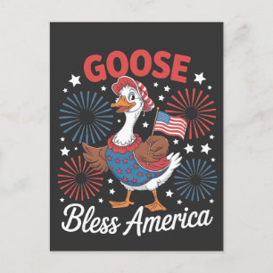 Goose Bless America Goose Bird op 4 juli Feestdagenkaart