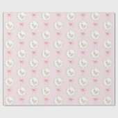 Goose Blush roze Bow Pastelmeisje Verjaardag Cadeaupapier (Vlak)