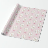 Goose Blush roze Bow Pastelmeisje Verjaardag Cadeaupapier (Uitgerold)