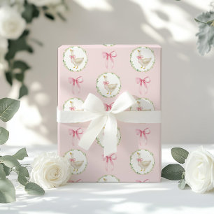 Goose Blush roze Bow Pastelmeisje Verjaardag Cadeaupapier
