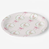 Goose Blush roze Bow Pastelmeisje Verjaardag Papieren Bordje (Gekanteld)
