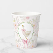 Goose Blush roze Elegant Bow Pastel Verjaardag Papieren Bekers (Voorkant)