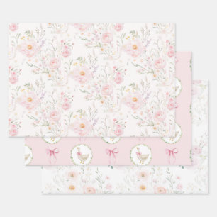 Goose Blush roze Elegante Pastel Boog Verjaardag Inpakpapier Vel