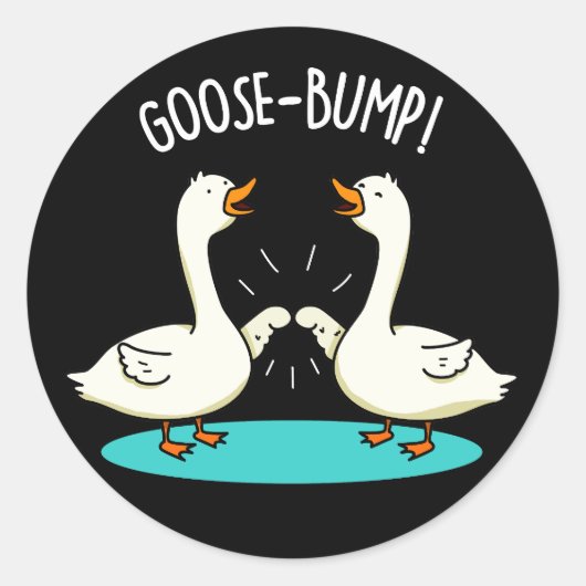 Goose Bof Funny Animal Pun Dark BG Ronde Sticker (Voorkant)