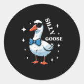 Goose Bow Stropdas Sungles Cool Gekke Dier Mannen  Ronde Sticker (Voorkant)