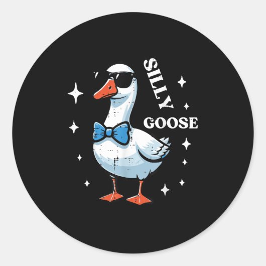 Goose Bow Stropdas Sungles Cool Gekke Dier Mannen  Ronde Sticker (Voorkant)