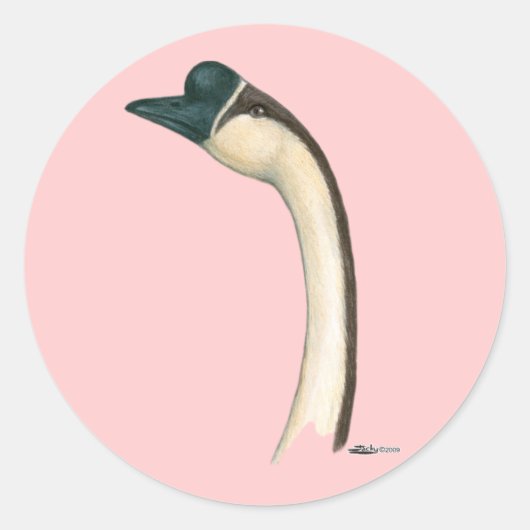 Goose: Bruin Chinees hoofd Ronde Sticker (Voorkant)