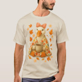Goose Coquette Bow met koffiedeken Herfst Vibes T-shirt (Voorkant)