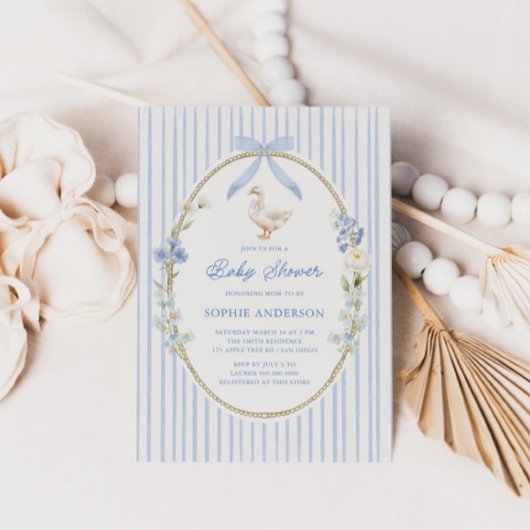 Goose Cottage Blue Baby Shower Kaart