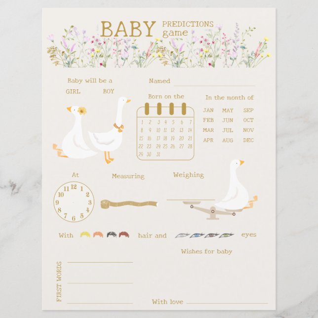 Goose Duck Wildflower Baby gissen spel (Voorkant)