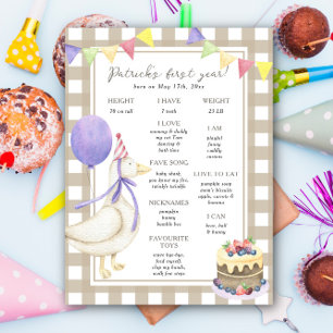 Goose Eerste Verjaardag Milestone Verjaardag Poster