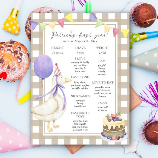 Goose Eerste Verjaardag Milestone Verjaardag Poster