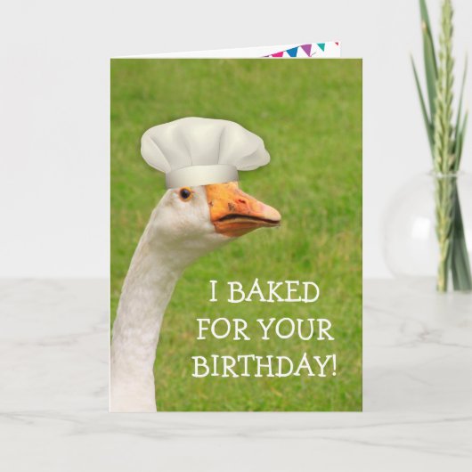 Goose en Birthday Cake Joke Kaart (Voorkant)