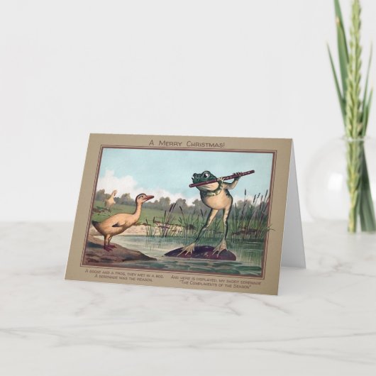  Goose en een Frog Christmas Kaart (Voorkant)