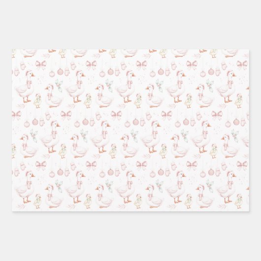 Goose Family Christmas Wrapping Paper Sheets (Voorkant 2)