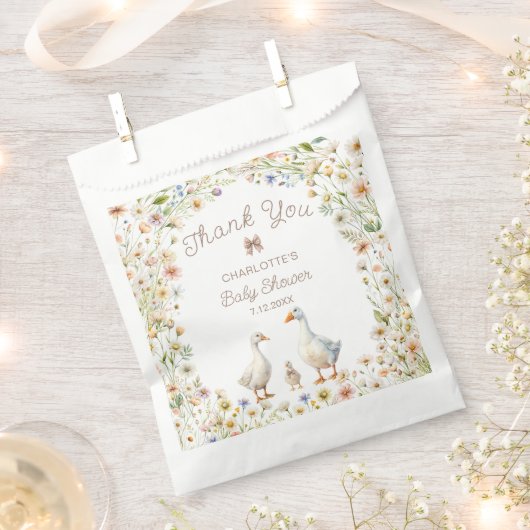 Goose Floral Baby shower Bedankt Bedankzakje (Geknipt)