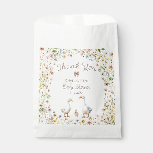 Goose Floral Baby shower Bedankt Bedankzakje (Voorkant)
