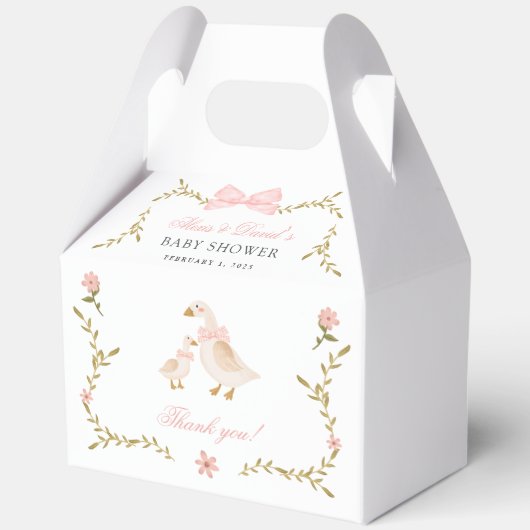  Goose Floral Baby shower Favoriete Boxen Bedankdoosjes (Achterkant)