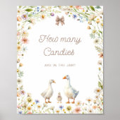 Goose Floral Baby shower Raad eens hoeveel Snoepje Poster (Voorkant)