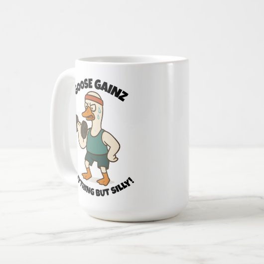 Goose Gainz – Funny Goose Gym Workout Design Koffiemok (Voorkant links)