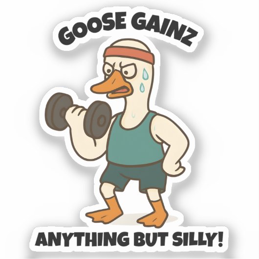 Goose Gainz – Funny Goose Gym Workout Design Sticker (Voorkant)