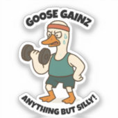 Goose Gainz – Funny Goose Gym Workout Design Sticker (Voorkant)