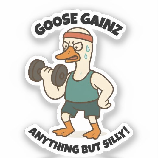Goose Gainz – Funny Goose Gym Workout Design Sticker (Voorkant)