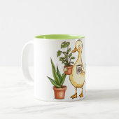 Goose Gardening Mug - Powered by Plants & Coffee Tweekleurige Koffiemok (Voorkant links)