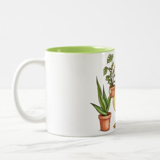 Goose Gardening Mug - Powered by Plants & Coffee  Tweekleurige Koffiemok (Links)
