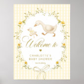Goose Gender neutral Gingham Baby Shower Welcome Poster (Voorkant)