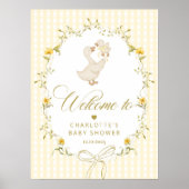 Goose Gender neutral Gingham Baby Shower Welcome Poster (Voorkant)