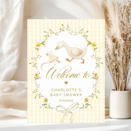 Goose Gender neutral Gingham Baby Shower Welcome Poster