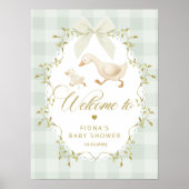 Goose Gender neutral Sage Baby Shower Welcome Poster (Voorkant)