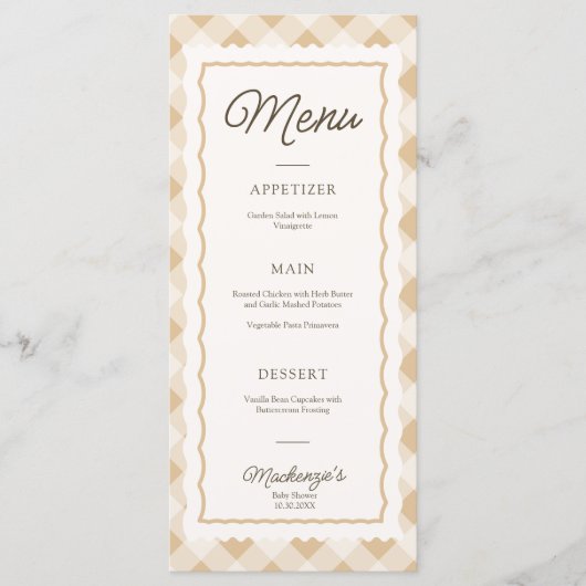 Goose & Gingham Baby shower Party Menu (Voorkant)