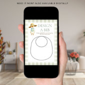 Goose Gingham Design Bib Baby Shower Game Card Kaart