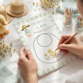 Goose Gingham Design Bib Baby Shower Game Card Kaart