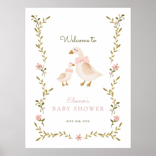 Goose Girl Baby shower Welkom Poster (Voorkant)
