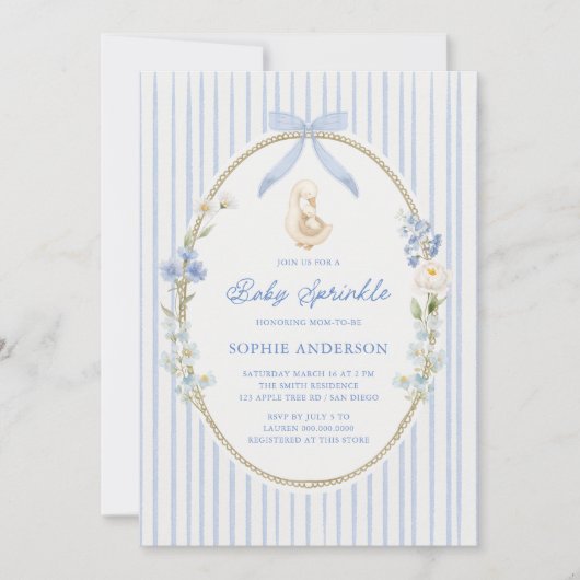 Goose Gosling Cottage Blue Baby Sprinkle Kaart (Voorkant)