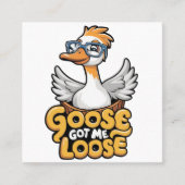 Goose Got Me Losse T-shirt – Funny Goose with Glas Vierkante Visitekaartje (Voorkant)