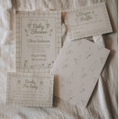 Goose Hand Drawn Green Neutral Classic Baby shower Kaart