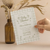 Goose Hand Drawn Green Neutral Classic Baby shower Kaart