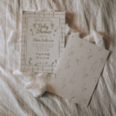 Goose Hand Drawn Green Neutral Classic Baby shower Kaart