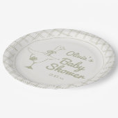 Goose Hand Drawn Neutral Ribbon Baby Shower Papieren Bordje (Gekanteld)