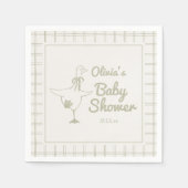 Goose Hand Drawn Retro Ribbon Baby Shower Servet (Voorkant)