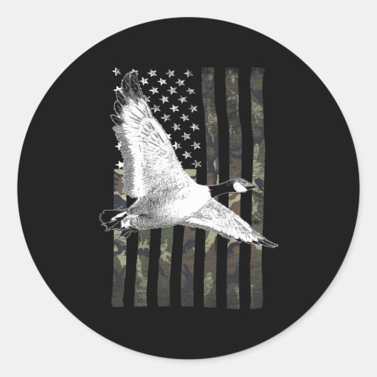 Goose Hunting Camo Flag Ronde Sticker (Voorkant)