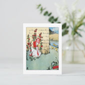 Goose in de Hollyhocks Briefkaart (Staand voorkant)