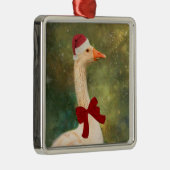 Goose in een rode kerst metalen ornament (Rechts)