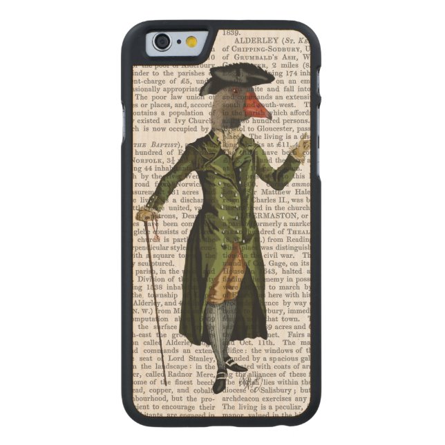 Goose in Green Regency Coat 2 Carved Wood iPhone Hoesje (Achterkant)